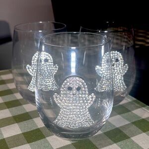 Rhinestone stemless wine glass Ghosty 👻 (3 PC set)